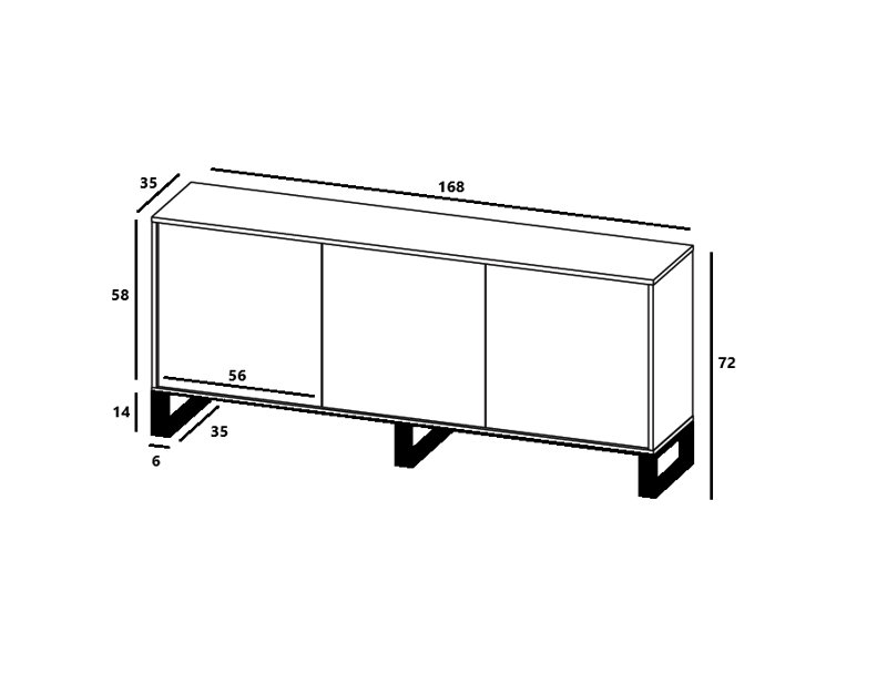 Hostnick 168cm Sideboard,  Black