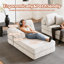 Canapé de 104 po sans os, canapé modulaire compressé avec méridienne, canapé modulaire à assise profonde et canapé modulaire en chenille avec mousse à mémoire de forme, sans assemblage requis