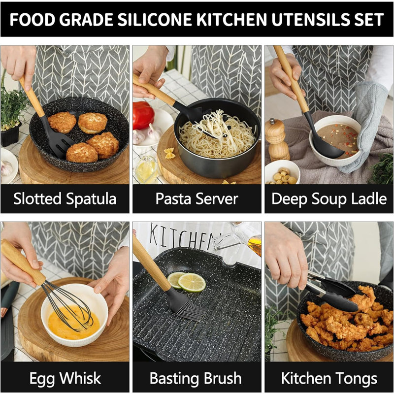 32 Pcs Silicone Kitchen Utensils Set Non-Stick