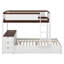 Lit superposé double au-dessus de double avec lit gigogne simple, lit superposé en bois massif avec bureau, tiroirs de rangement pour les enfants adolescents-418301596