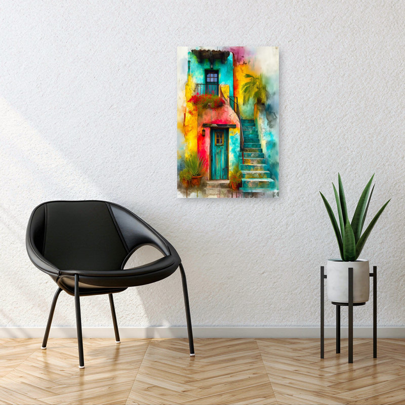 Art mural tropical coloré avec marches colorées, H 36 po x l 24 po