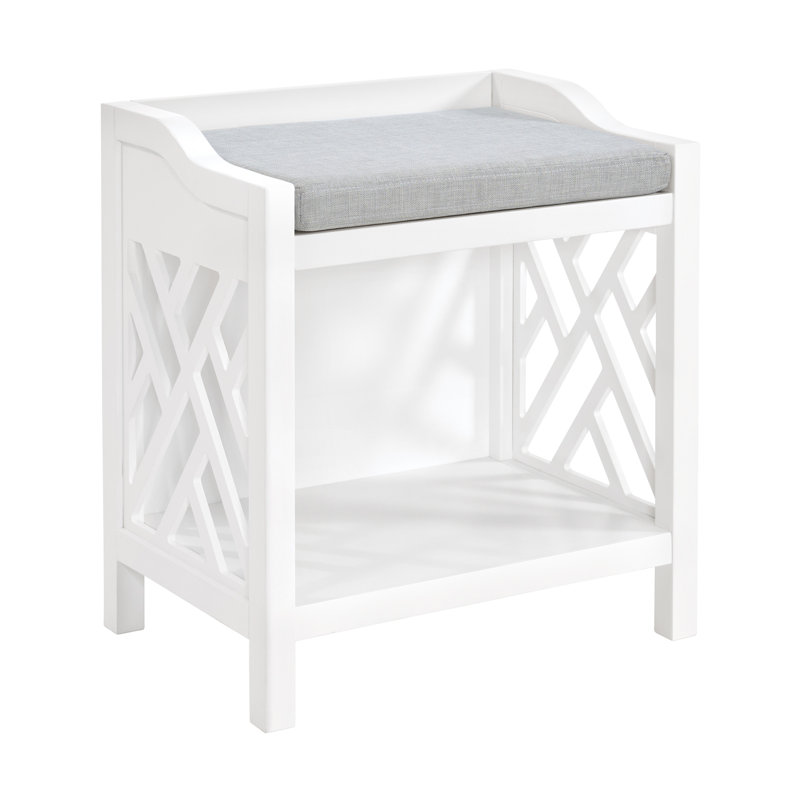 Banc de rangement rembourré avec tablettes