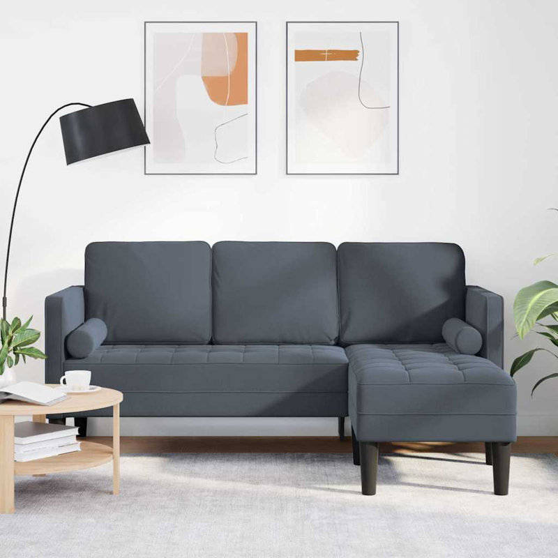 Ensemble de canapé vidaXL avec coussin en polyester gris foncé