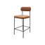 Chaise de bar Iffa, dossier ouvert, fer noir, cognac-102361200-102361195