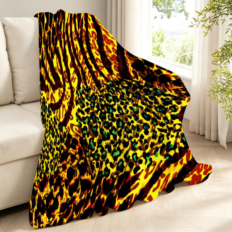 Jeté en flanelle transparente molletonnée, imprimé animal sauvage, Jeté 40 po x 50 po