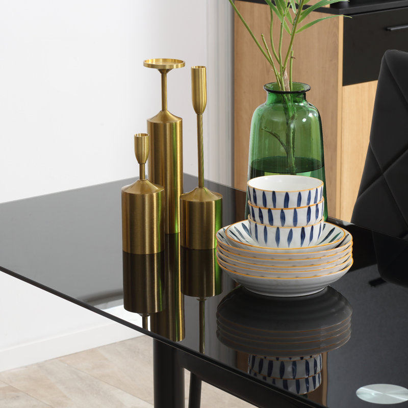 Wrought Studio™ Modern Dining Table Set For 4, Space-Saving 5 Pieces Kitchen Table Set With Rectangle Table, Padded Seat And Steel Frame