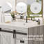  Meuble-lavabo simple 30 po avec comptoir en céramique, lavabo de porte de grange coulissante, gris