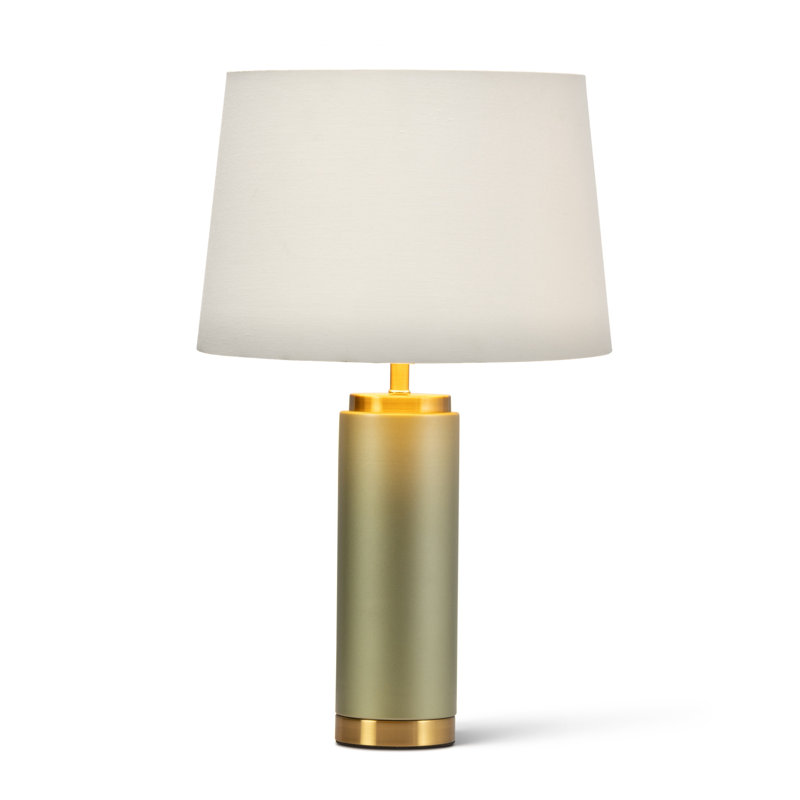 Cylinder 55cm Metal Ceramic look Table Lamp, Green, Ivory