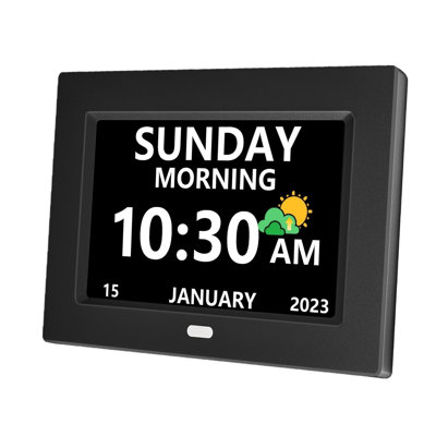 7 Inch Clock With Date And Day Of The Week For Seniors, Large Display Digital Clock, 3 Display Modes