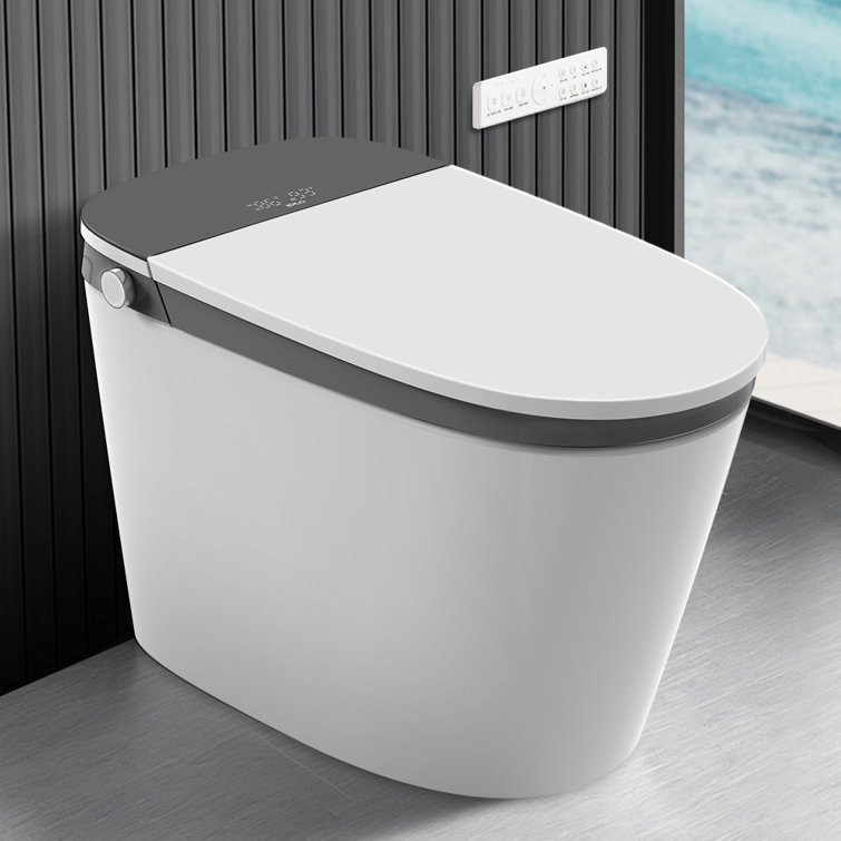 Smart Bidet Toilet with Clean Foam Shield Splash Proof, MaP Flushing 1000g, Built in Tank, ADA Chair Height, Auto Open/Close & Foot Sensor Operation,Blackout Flush, Luxury One-piece Elongated Toilet Bidet