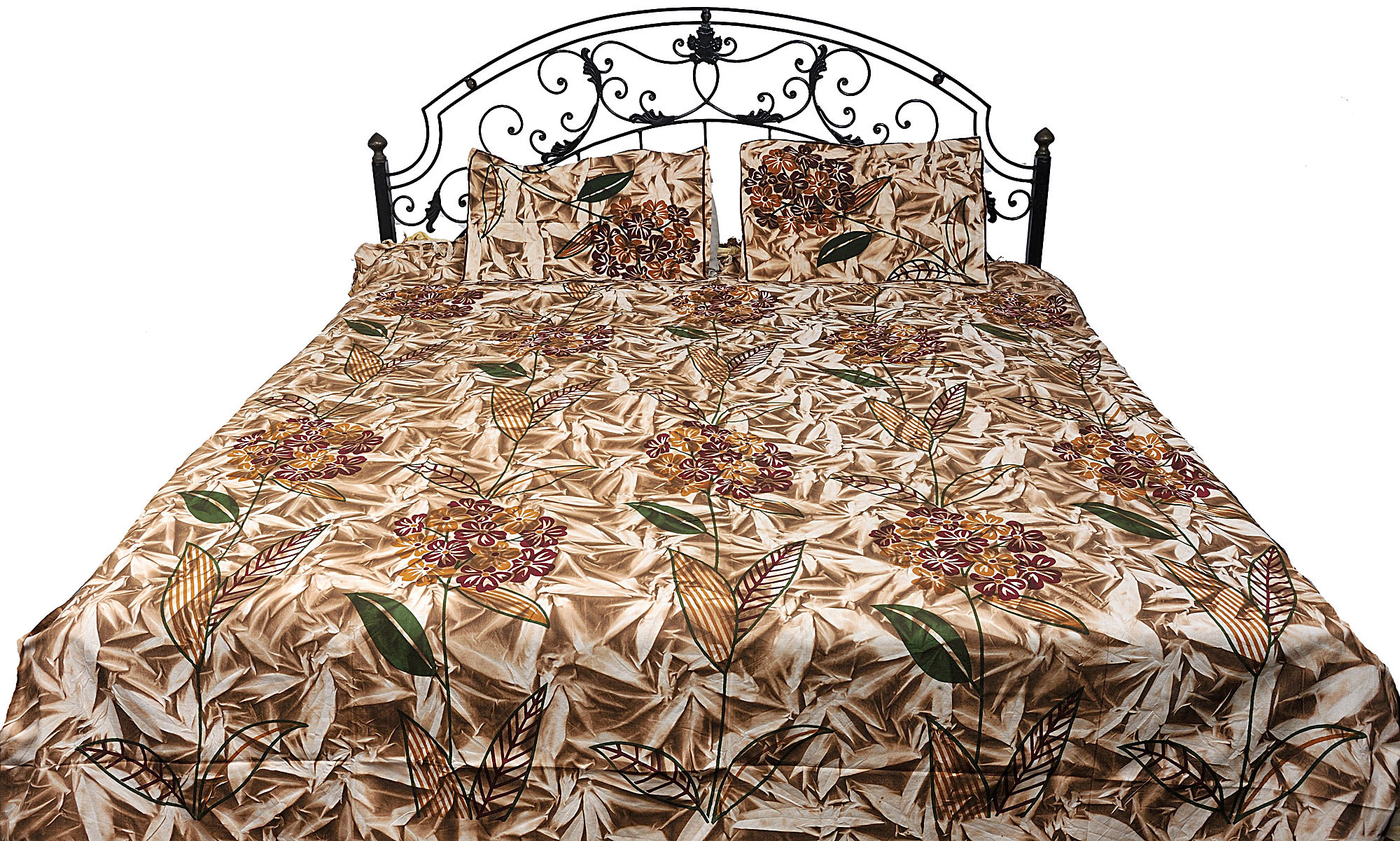 Exotic India Beige Batik Bedspread With Large Printed Flowers Wayfair