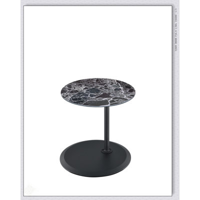 Orbit 15.5 Inch End Table With Height Adjustable Gray Marble Textured Top For Modern Living