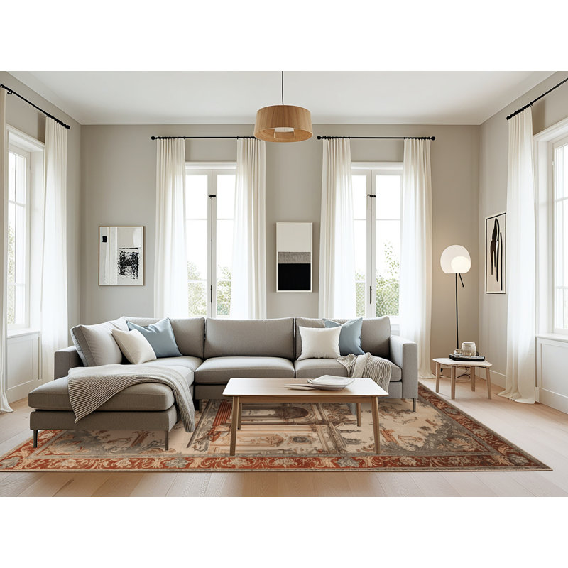 Tapis brun français lavable à la machine, Rectangle 8 pi x 12 pi