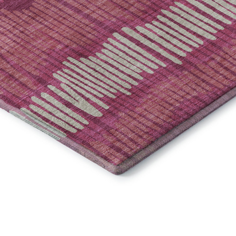 Tapis rosé de qualité supérieure lavable à la machine Prisco, Rectangle 10 pi x 14 pi