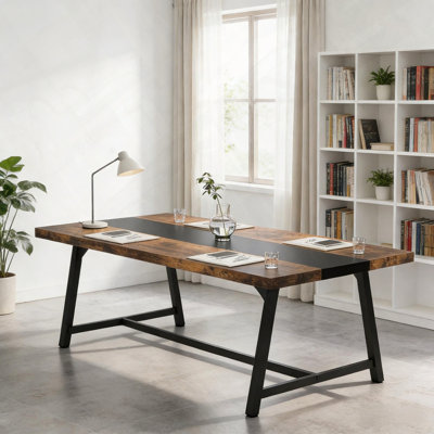 Table de réunion de style industriel, bureau de conférence spacieux et durable