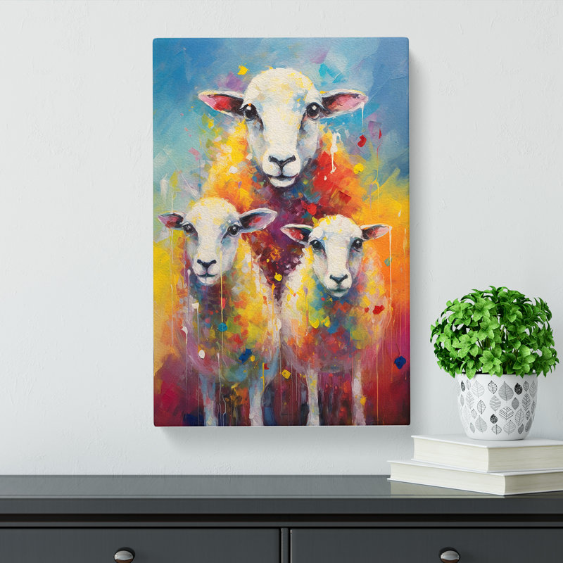 Sheep Impressionism No.2 - No Frame Print, 50cm H x 35cm W x 3cm D