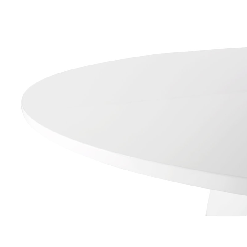 White and Gold Round Wood Dining Table for Four