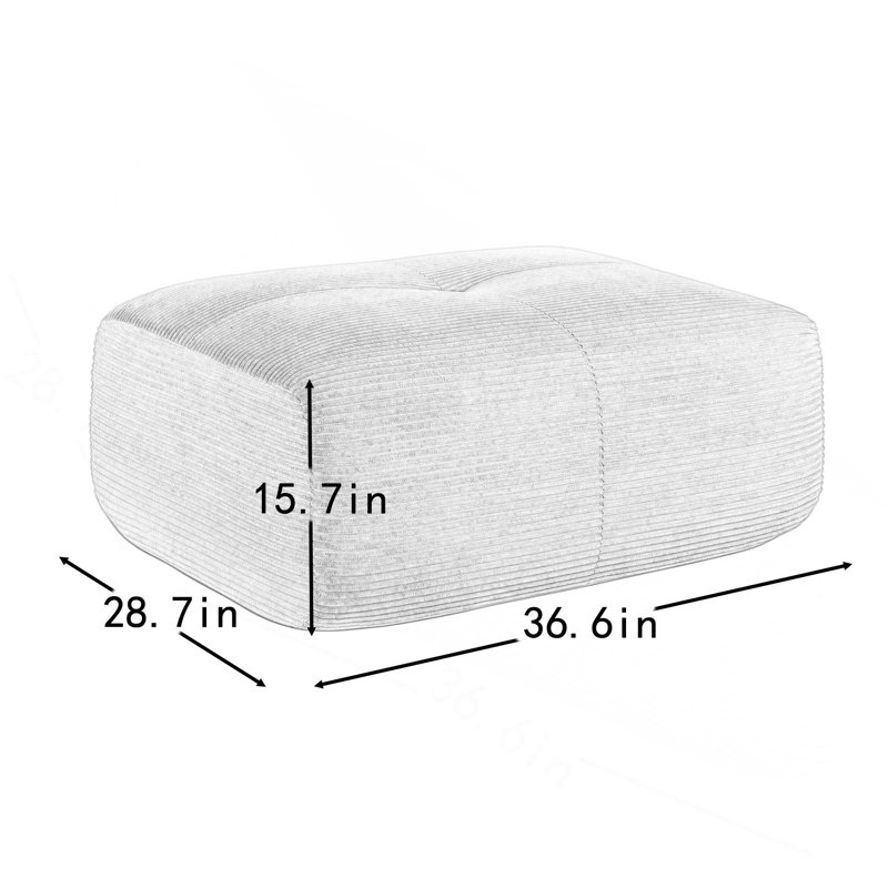 Repose-pieds rembourré en velours côtelé de qualité supérieure sans assemblage requis pour une utilisation facile, Blue