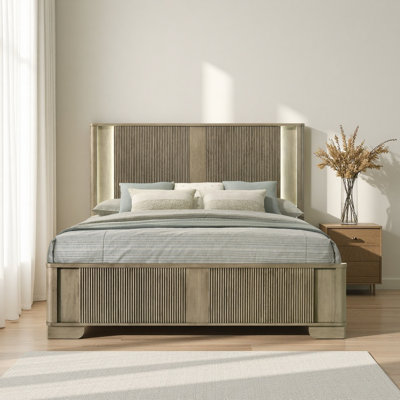 Queen Bed with LED,Sturdy Structure