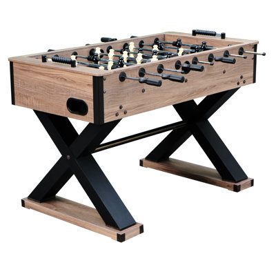 Hathaway Excalibur 54-In Foosball Table for Game Room - With Driftwood Melamine Finish, X-Pattern Base, Chrome Steel Rods, Adjustable Leg Levelers & Manual Scoring Units - Driftwood Finish
