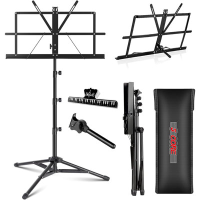 5 Core Music Stand For Sheet Music Portable Tripod Adjustable Folding Note Holder