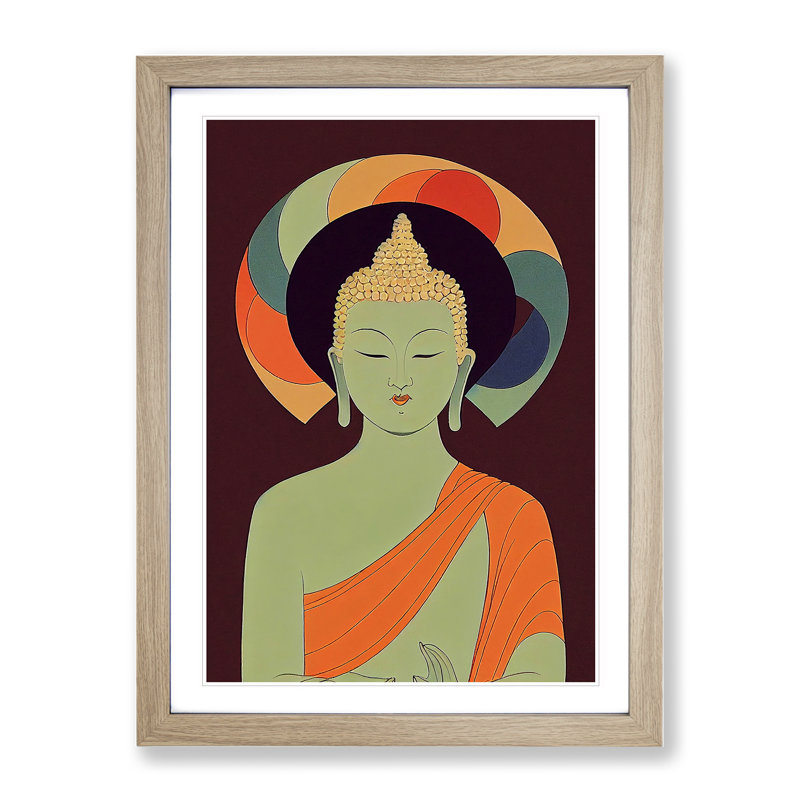 Artful Buddha - Framed Print, 34cm H x 25cm W x 2cm D, Oak Framed