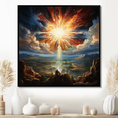 Coucher de soleil, explosion sur les collines, impression d'art mural