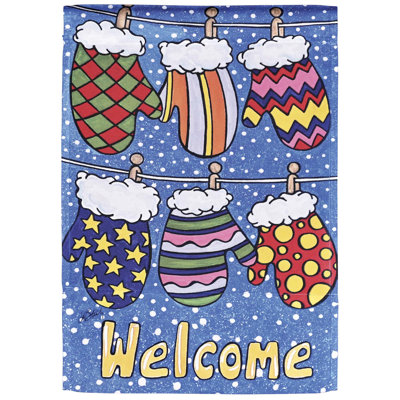 Garden Flag Welcome Mittens