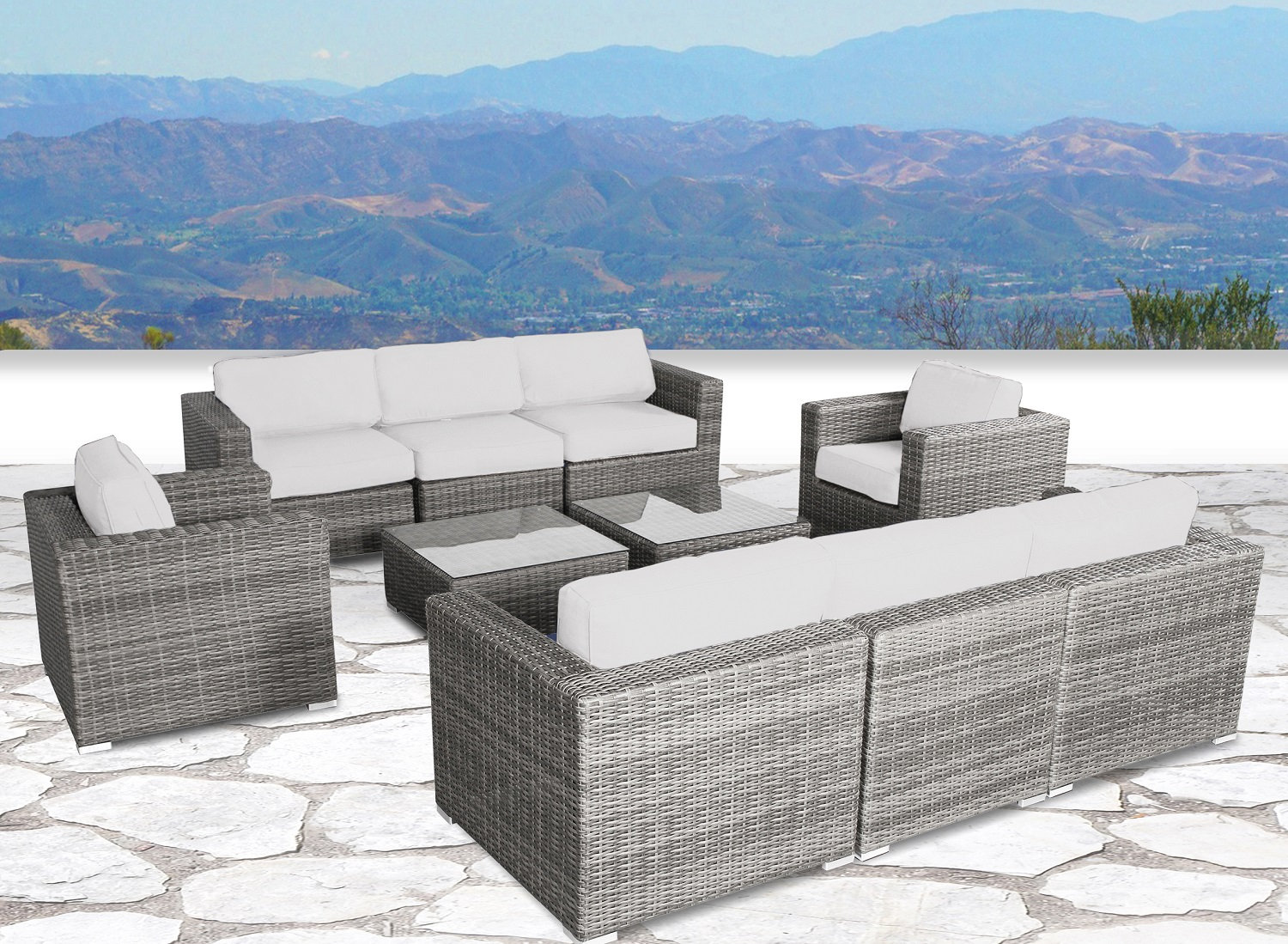 Franke 8-Person Patio Seating Group, Canvas Canvas Sunbrella® Canvas, Gray