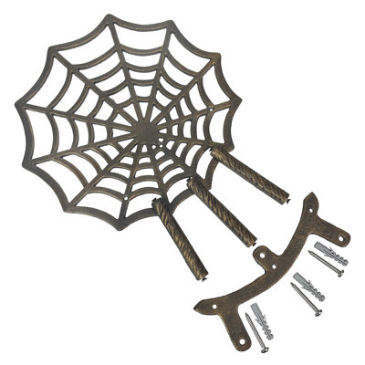 XL Cast Iron Spider Web Hose Holder, Bronze Finish, Heavy-Duty Wall Mounted Garden Hose Hanger, Weather Resistant Decorative Outdoor Hose Storage, Easy Install, Patio Decor,