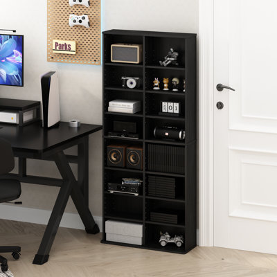 Support de rangement multimédia à 16 tablettes avec tablettes réglables