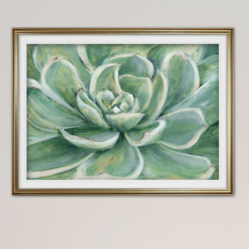 « succulent », reproduction de peinture à l’acrylique encadrée, Or, H 24 po x l 32 po x P 1,5 po