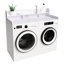 Comptoir de laveuse-sécheuse 54 pouces avec patins antidérapants - Organisateur de rangement pour salle de lavage à double couche, plateau de rangement en panneau de fibres à densité moyenne imperméable avec rebord pour l'organisation de la salle de lavage (blanc)-124413435
