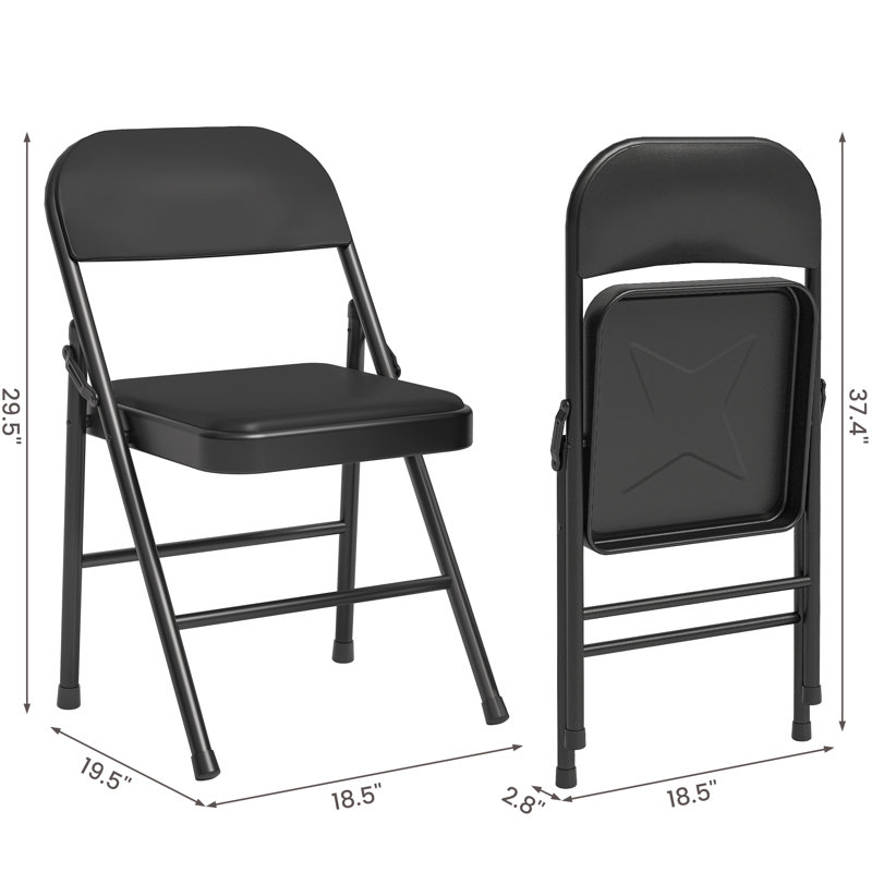 Ensemble de 4 chaises pliantes empilables et rembourrées Latitude Run®, Noir