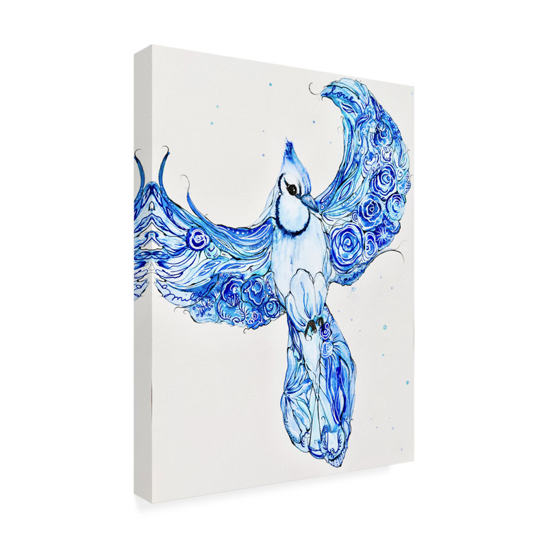 Art mural sur toile tendue - Amy Tieman «Flight of the Blue Jay 2», art mural pour salon, chambre à coucher ou bureau - 14 x 19
