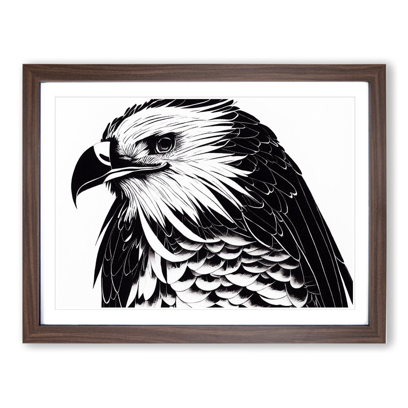 XH1022-9200X Tremendous Eagle Bird 1 Piece Single Picture Frame Painting, 46cm H x 64cm W x 2cm D, Walnut