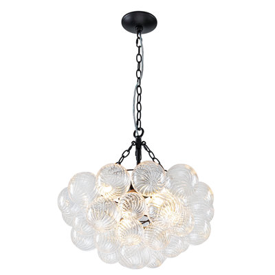 Lustre 4 lumières à bulles de verre moderne, 24 po
