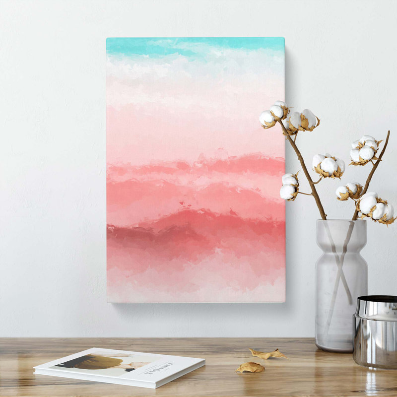 Pink Mountains In Abstract - Wrapped Canvas, 91cm H x 60cm W x 3cm D