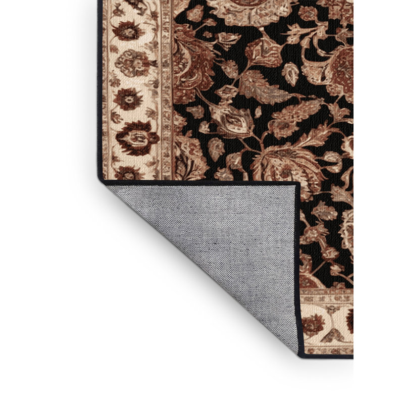Tapis brun lavable à la machine, Rond 3 pi