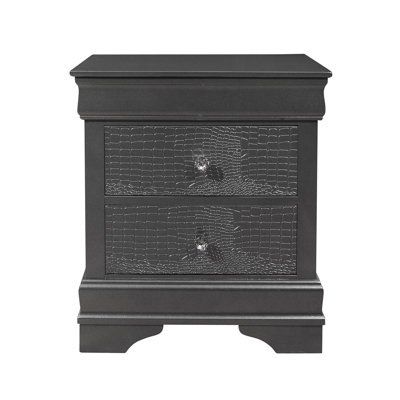 Home Imports Emporium Pompei Metallic Finish 2 Drawer Nightstand with Crystal Style Drawer Pulls