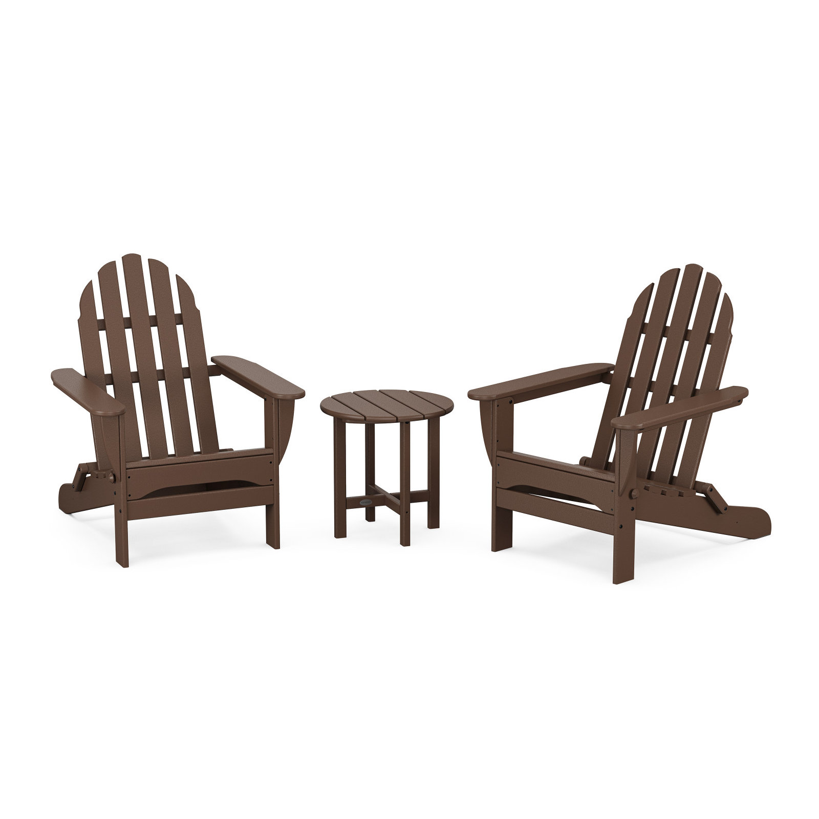POLYWOOD Classic Folding Adirondack 3-Piece Set, Mahogany