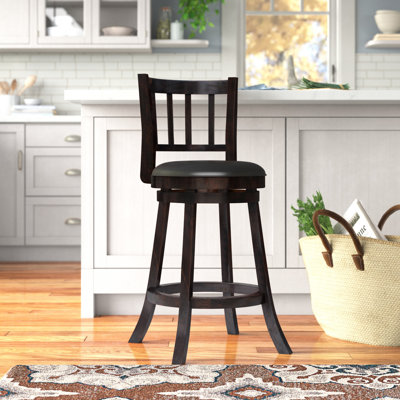 Raffe Swivel Upholstered Counter Stool with Solid Wood Frame