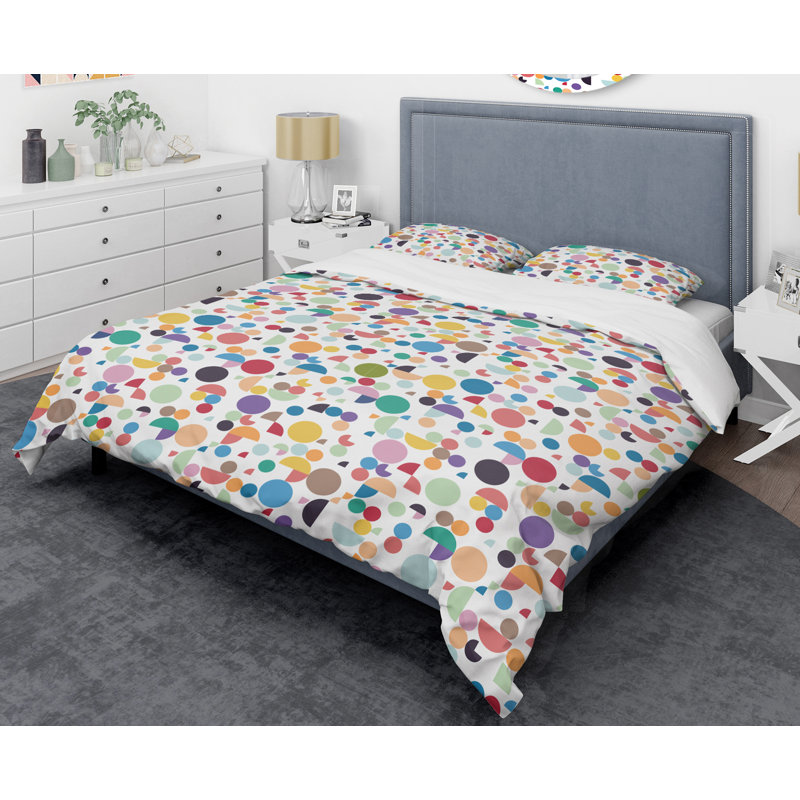 Ensemble de housse de couette abstrait Mid-Century, Housse simple et 1 taie décorative