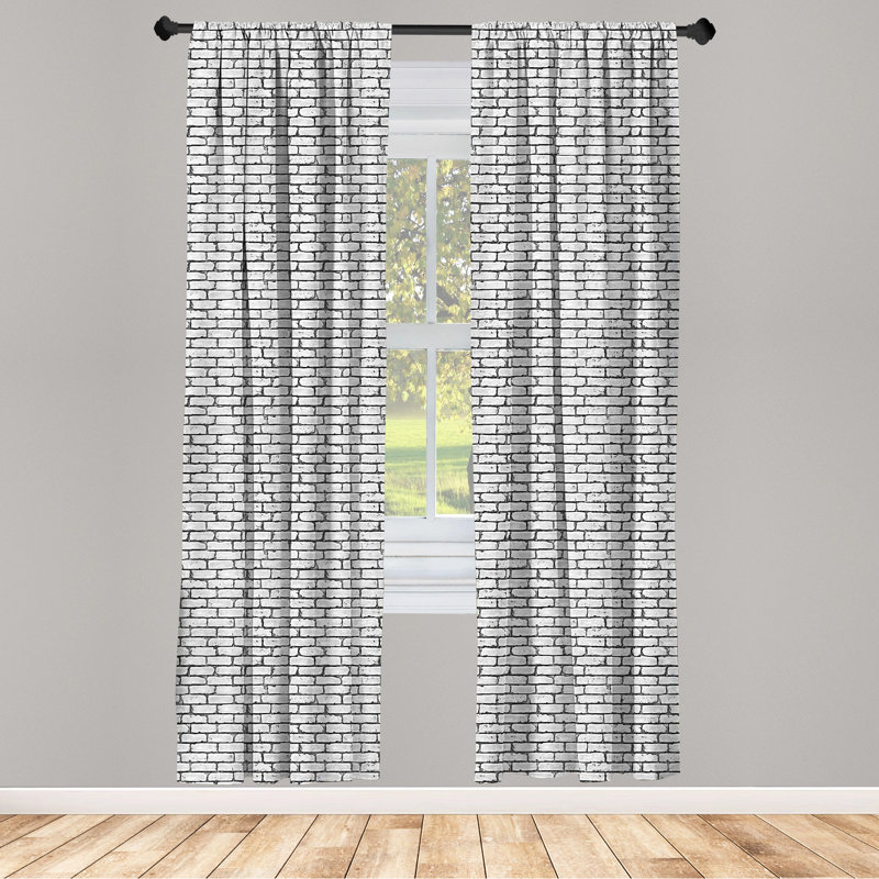 Geometric Semi-Sheer Rod Pocket Curtain Panels, 28" W x 63" L