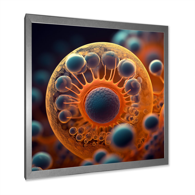 Cellular Dimensions Macro Photography - Abstract Shapes Wall Decor, 16" H x 16" W x 1" D, Silver Single Picture Framed