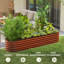 Ensemble de jardinière galvanisée 8 pi x 2 pi 1,4 pi, jardinière surélevée en métal avec rebord, magnifique pour faire pousser des fleurs, des herbes et des légumes, cultiver des plantes d'extérieur dans un lit brun