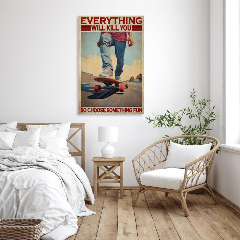 «Skateboarding So Choisir Quelque Chose» 1 - 1 pièce, impression d'art graphique rectangulaire sur toile tendue