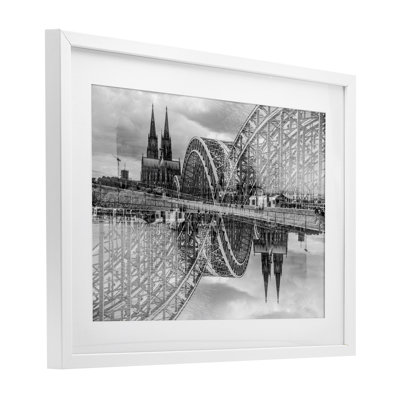 Pont et cathédrale, reproduction encadrée sous verre, conception de Robin Vandenabeele