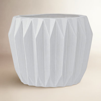 Round Stoneware Fluted Planter