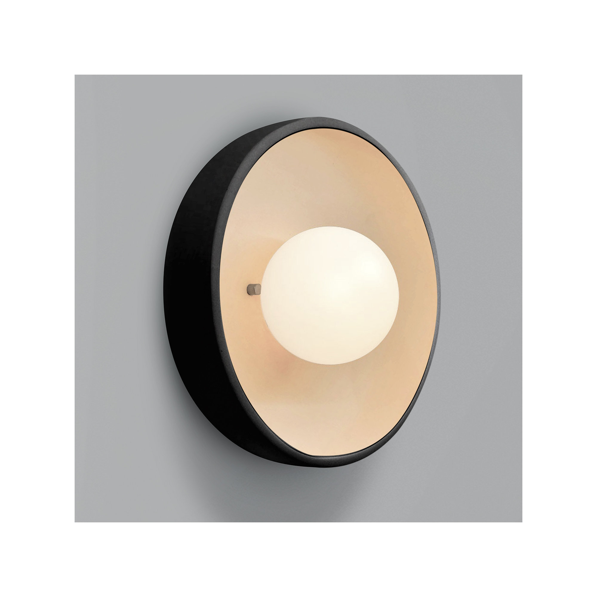 Ambiance - Flush Coupe ADA Wall Sconce - Antique Gold, Carbon - Matte Black